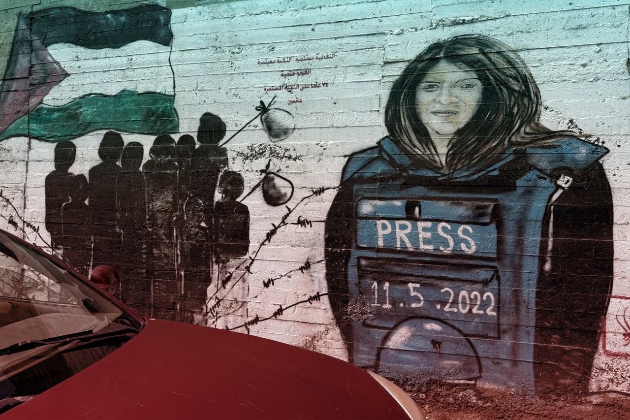 A mural of journalist Shireen Abu Akleh in the West Bank.