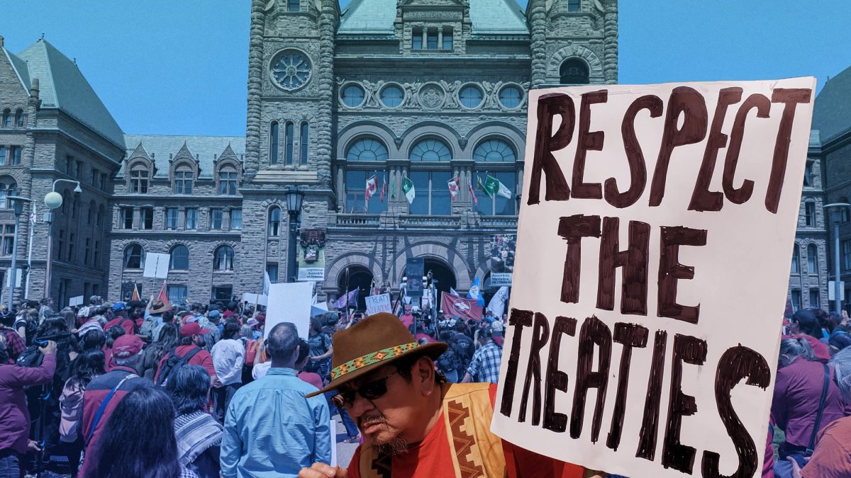 Treaty in protest on Ontario's proposed Bill 5 at Queen's Park.